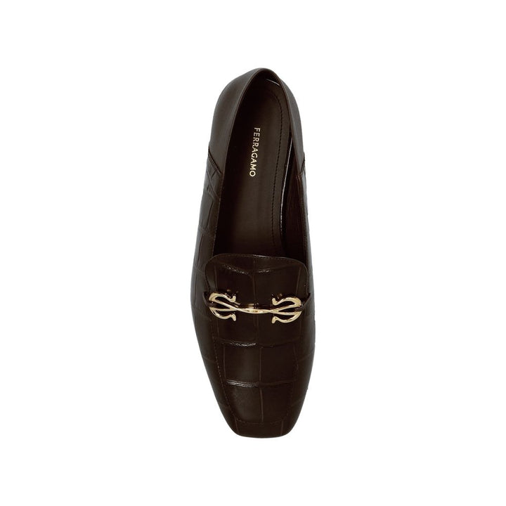 Salvatore Ferragamo Brown Calfskin Slip-On Loafers