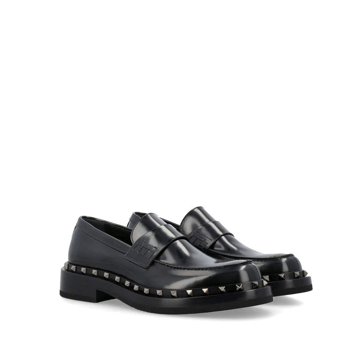 Valentino Garavani Black Calfskin Slip-On Loafers
