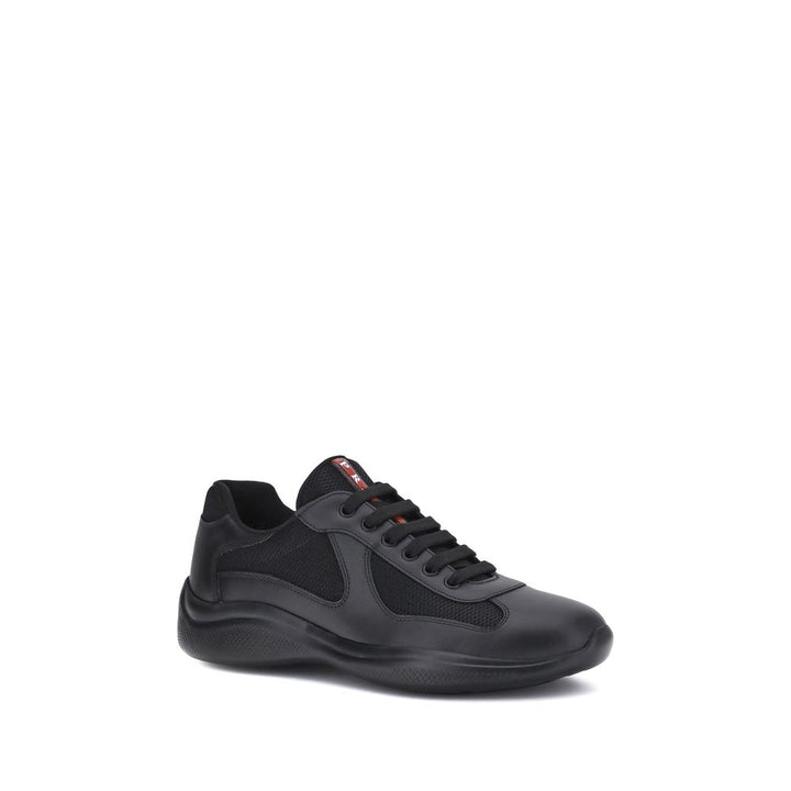 Prada Black Calf Leather Bos Taurus Athletic Sneakers