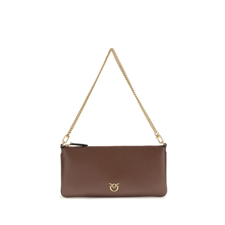 PINKO Brown Calf Leather Bos Taurus Shoulder Bag