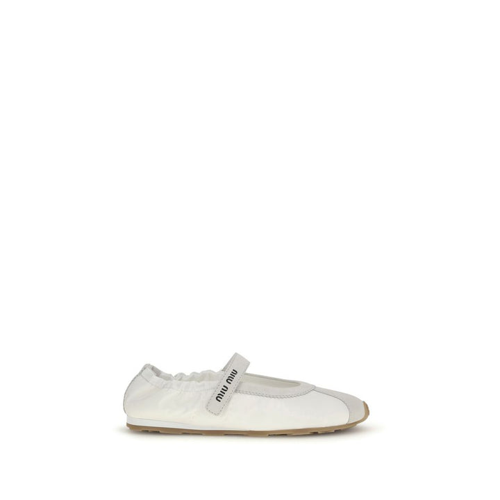 Miu Miu White Fabric Ballet Flats