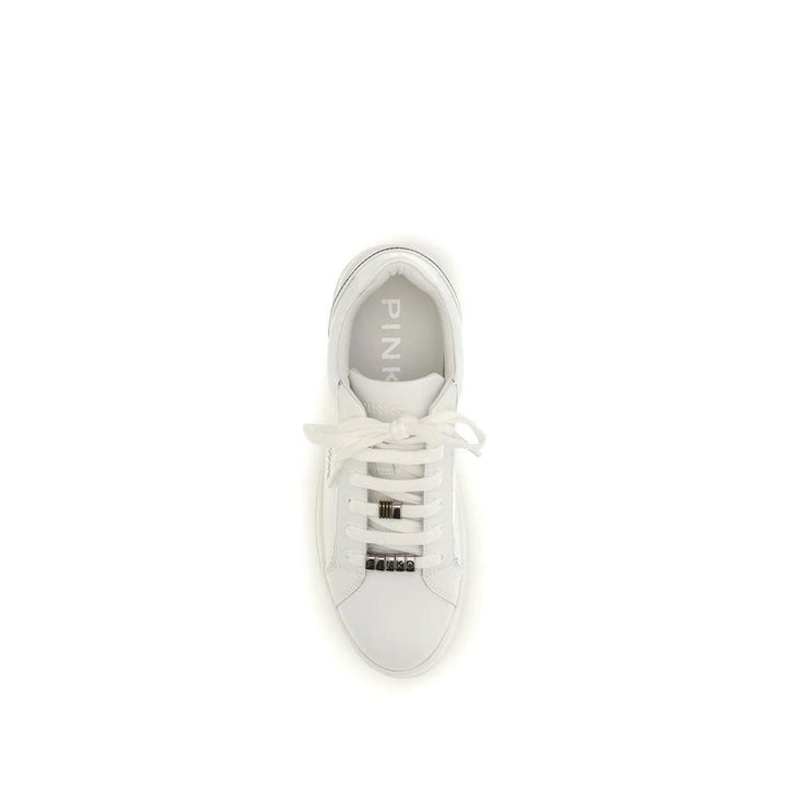 PINKO Sample Sale PINKO White Calf Leather Bos Taurus Low Top Sneakers - | Designer outlet