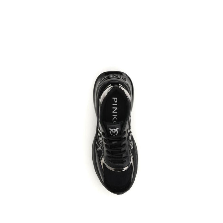 PINKO Sample Sale PINKO Black Calf Leather Bos Taurus Chunky Sneakers - | Designer outlet