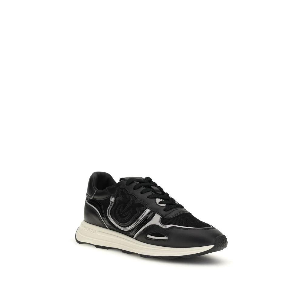 PINKO Sample Sale PINKO Black Calf Leather Bos Taurus Athletic Sneakers - | Designer outlet