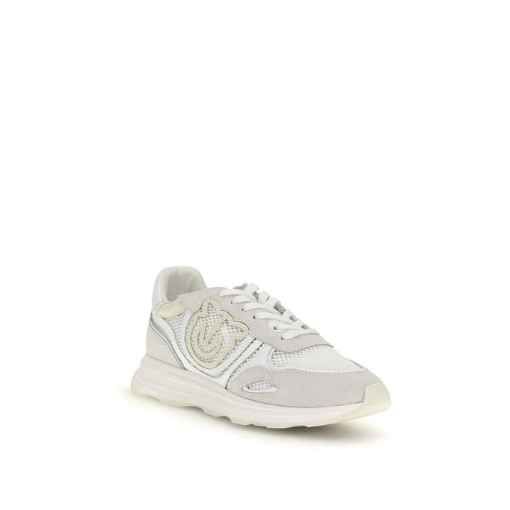 PINKO Sample Sale PINKO White Calf Leather Bos Taurus Athletic Sneakers - | Designer outlet