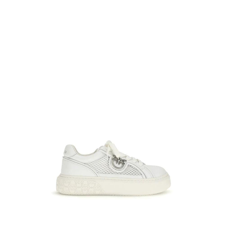 PINKO Sample Sale PINKO White Calf Leather Bos Taurus Platform Sneakers - | Designer outlet