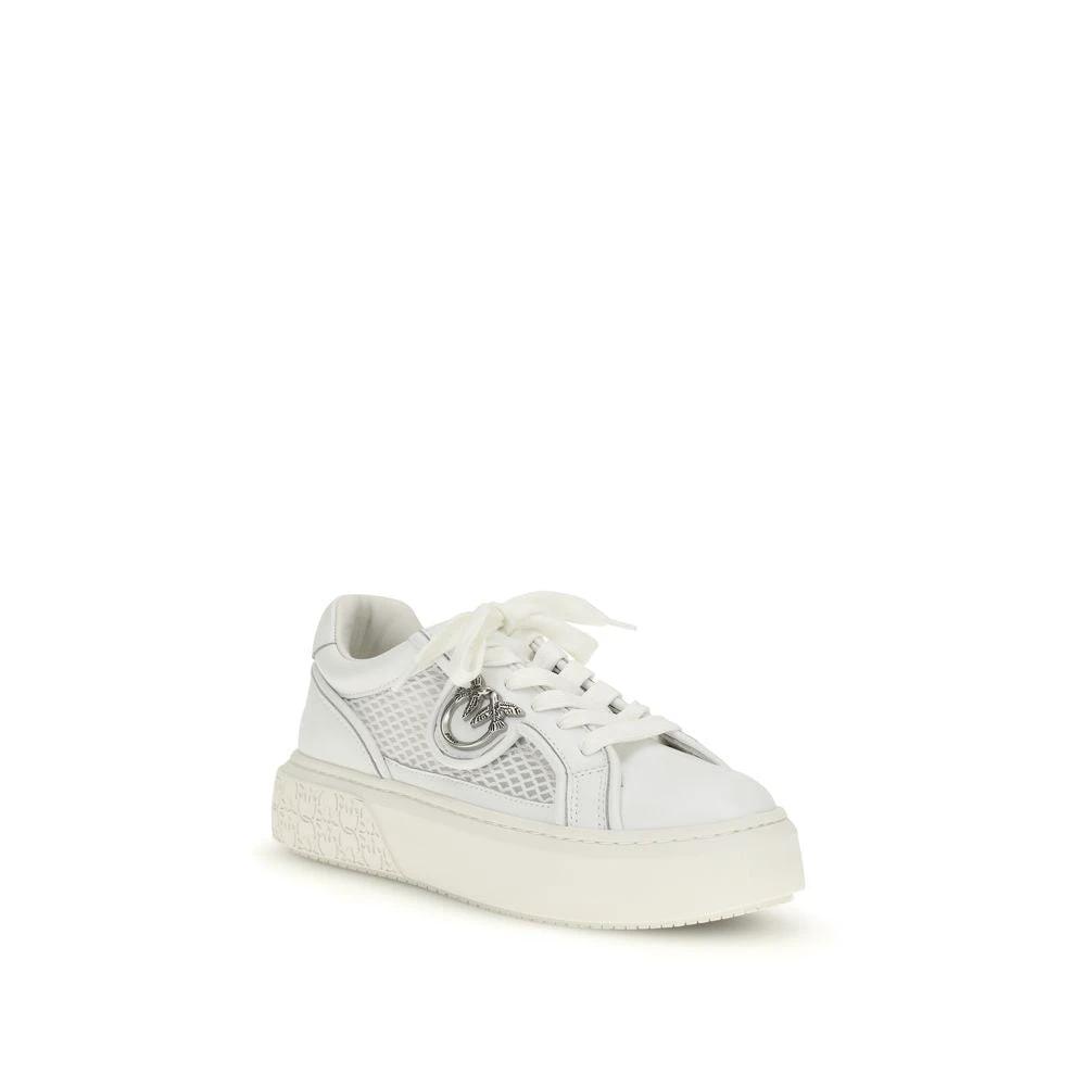 PINKO Sample Sale PINKO White Calf Leather Bos Taurus Platform Sneakers - | Designer outlet