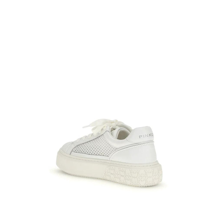 PINKO Sample Sale PINKO White Calf Leather Bos Taurus Platform Sneakers - | Designer outlet