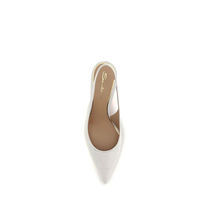Santoni Sample Sale Santoni White Calf Leather Bos Taurus Mid Heel Pumps - | Designer outlet