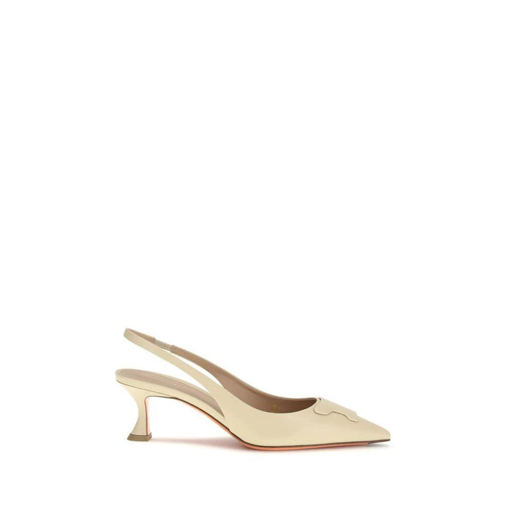Santoni Sample Sale Santoni Beige Calf Leather Bos Taurus Mid Heel Pumps - | Designer outlet