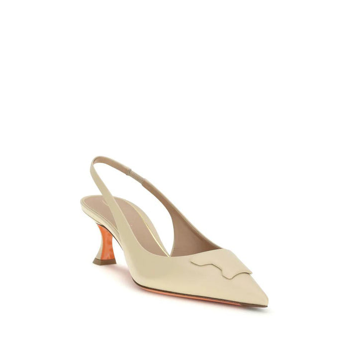 Santoni Sample Sale Santoni Beige Calf Leather Bos Taurus Mid Heel Pumps - | Designer outlet