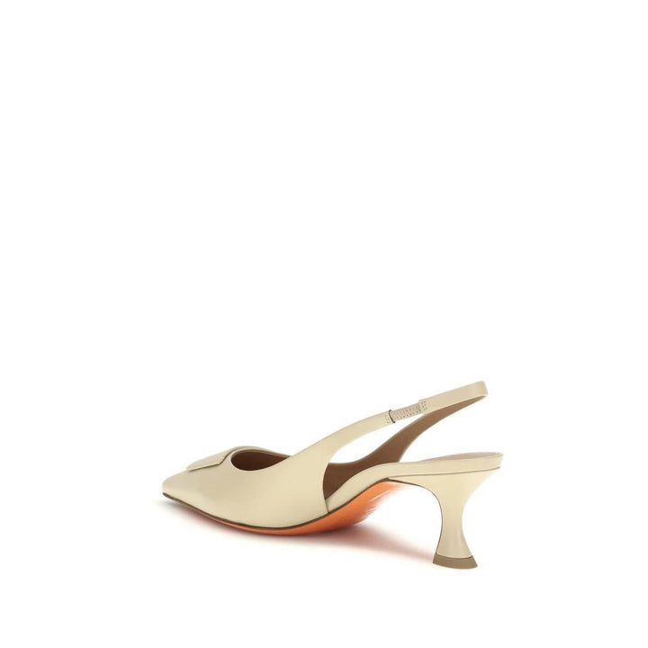 Santoni Sample Sale Santoni Beige Calf Leather Bos Taurus Mid Heel Pumps - | Designer outlet