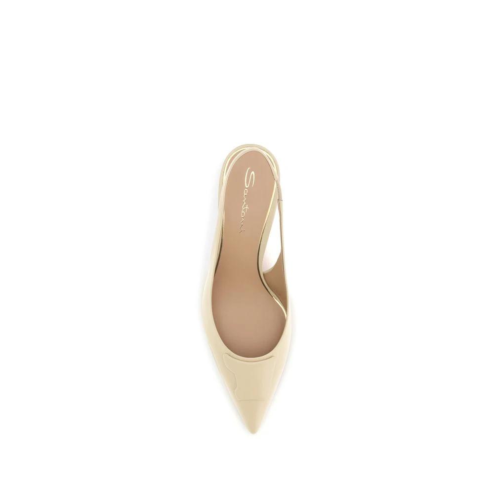 Santoni Sample Sale Santoni Beige Calf Leather Bos Taurus Mid Heel Pumps - | Designer outlet