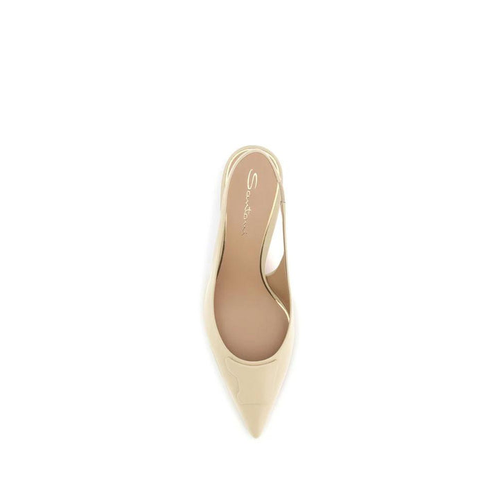 Santoni Sample Sale Santoni Beige Calf Leather Bos Taurus Mid Heel Pumps - | Designer outlet