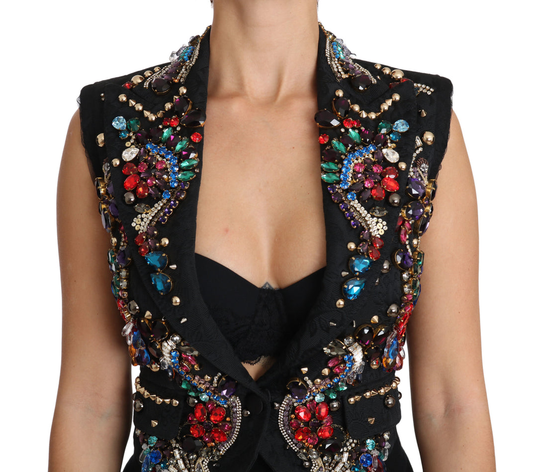 Dolce &amp; Gabbana Sample Sale Dolce &amp; Gabbana Black Crystal Sicily Vest Waistcoat - | Designer outlet