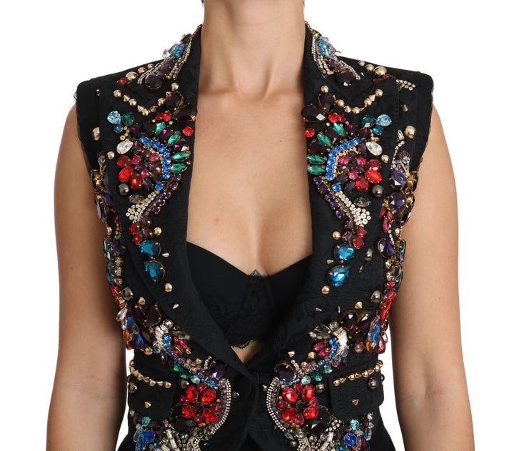 Dolce &amp; Gabbana Sample Sale Dolce &amp; Gabbana Black Crystal Sicily Vest Waistcoat - | Designer outlet