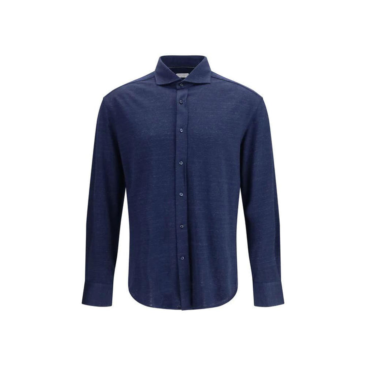 Brunello Cucinelli Sample Sale Brunello Cucinelli Blue Linen Dress Shirt - | Designer outlet