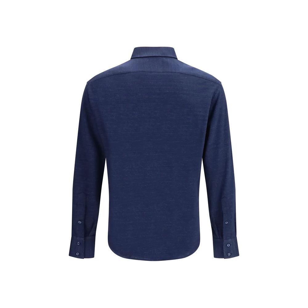 Brunello Cucinelli Sample Sale Brunello Cucinelli Blue Linen Dress Shirt - | Designer outlet