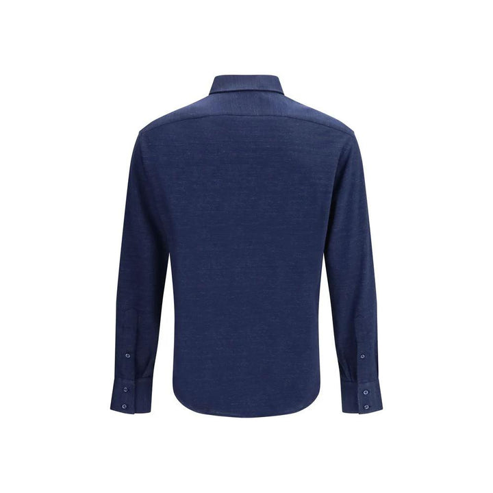 Brunello Cucinelli Sample Sale Brunello Cucinelli Blue Linen Dress Shirt - | Designer outlet