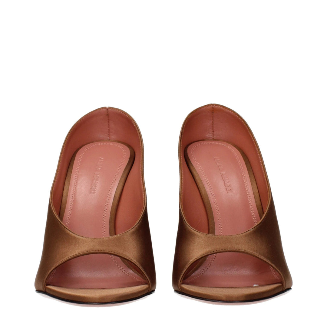 Amina Muaddi Sample Sale Amina Muaddi Brown Satin Pumps - | Designer outlet