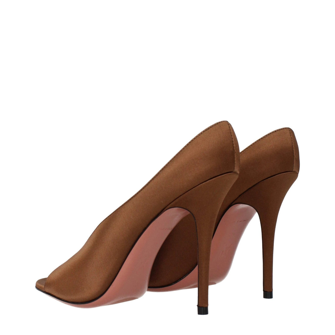 Amina Muaddi Sample Sale Amina Muaddi Brown Satin Pumps - | Designer outlet