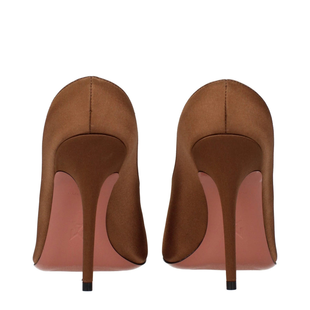 Amina Muaddi Sample Sale Amina Muaddi Brown Satin Pumps - | Designer outlet