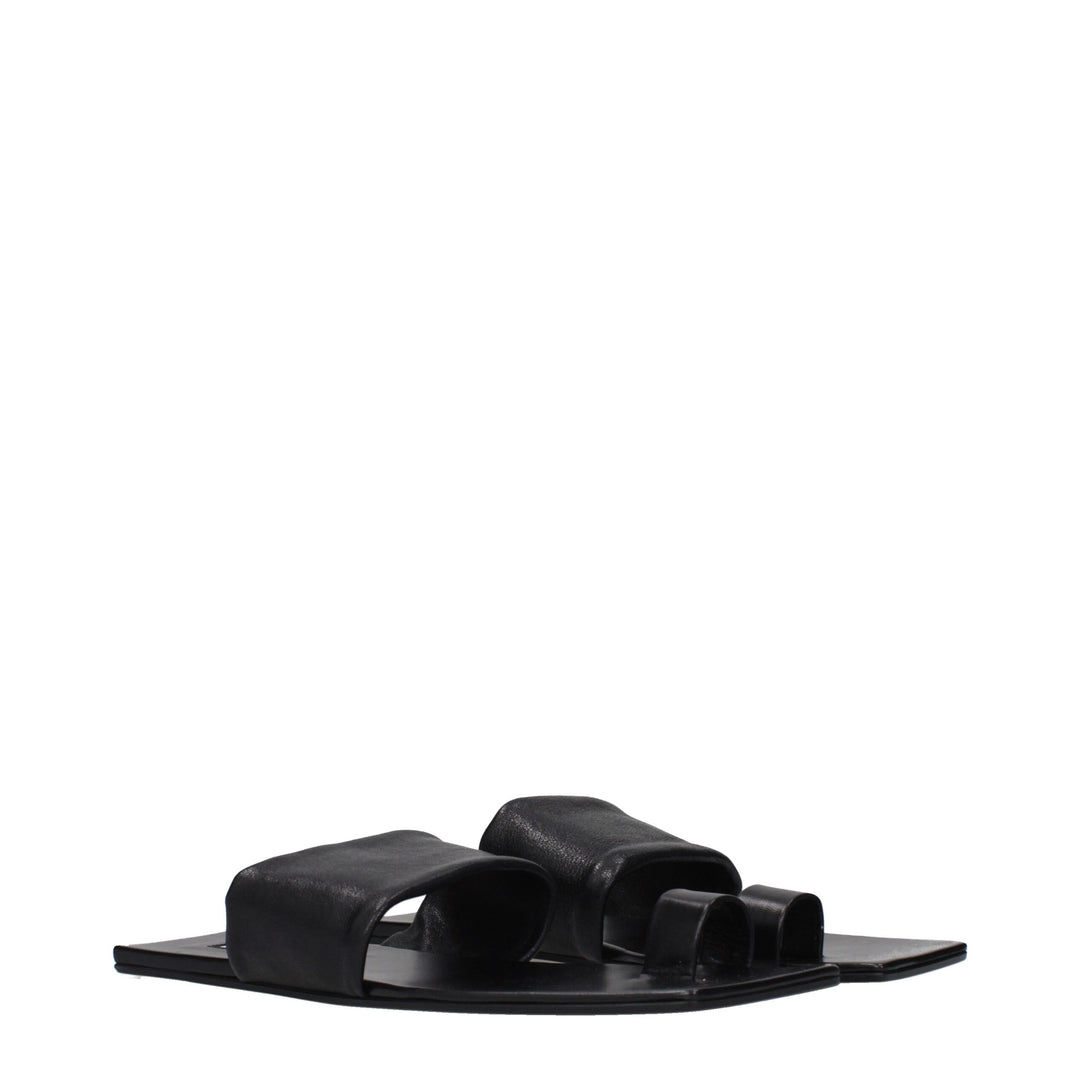 Jil Sander Black Leather Sandals