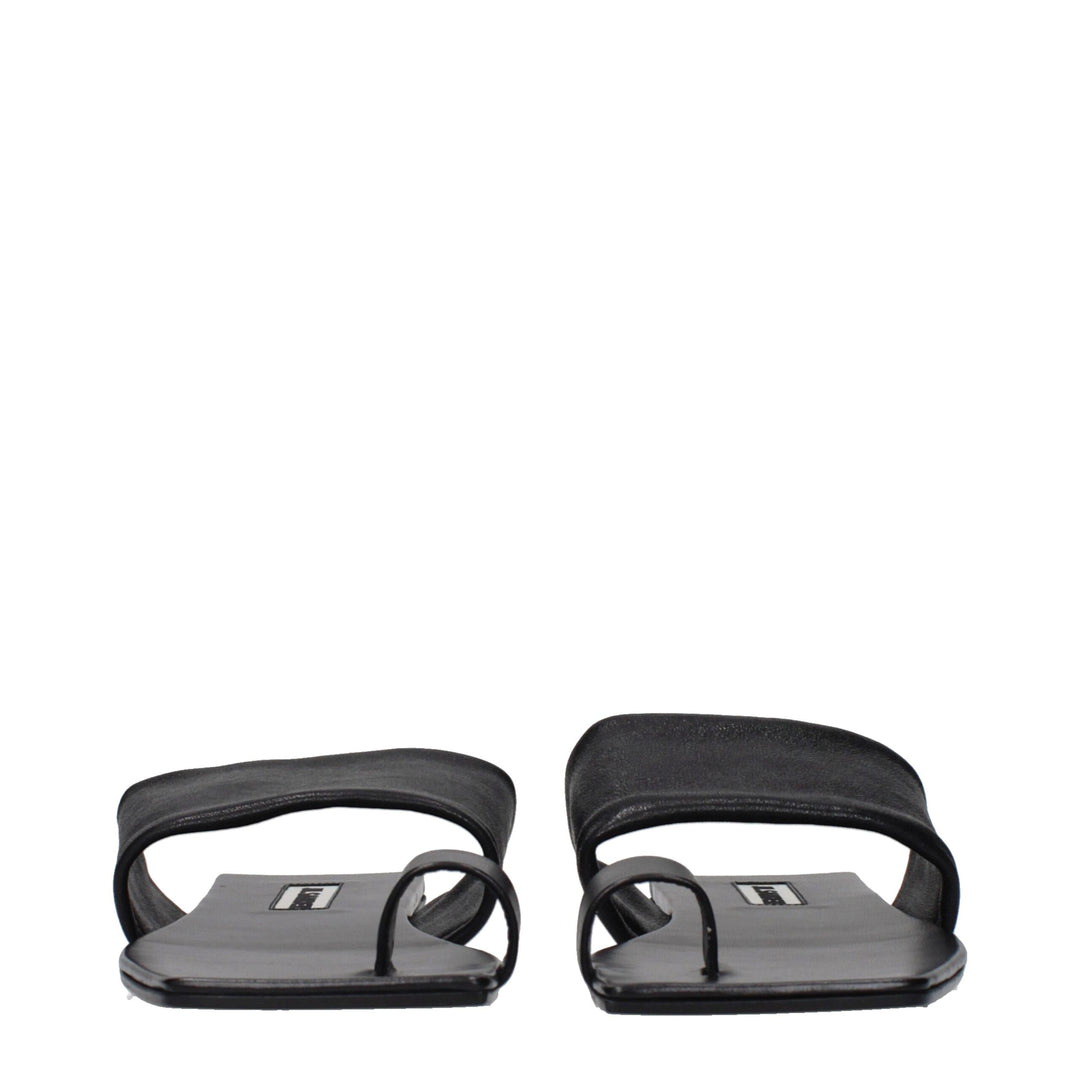 Jil Sander Black Leather Sandals