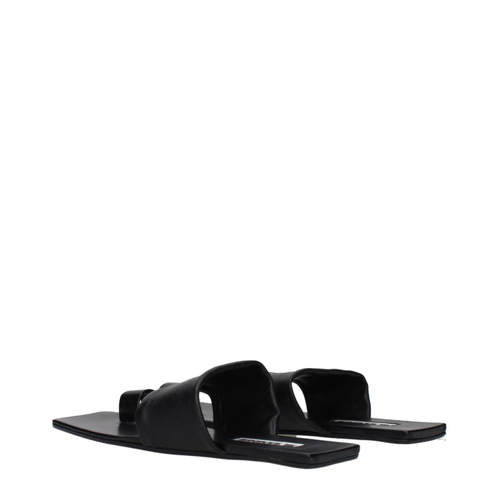 Jil Sander Black Leather Sandals