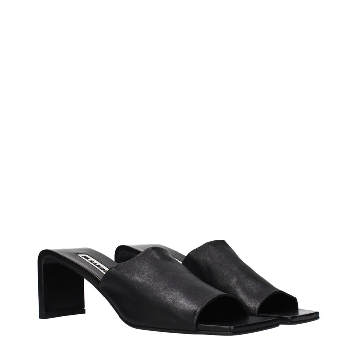 Jil Sander Black Leather Stiletto Heel Sandals