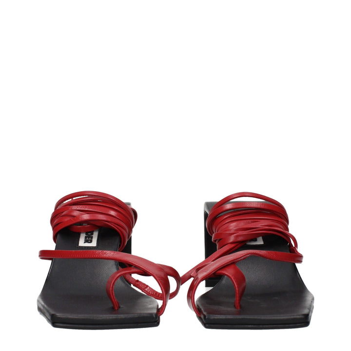 Jil Sander Red Leather Flip-Flop Sandals