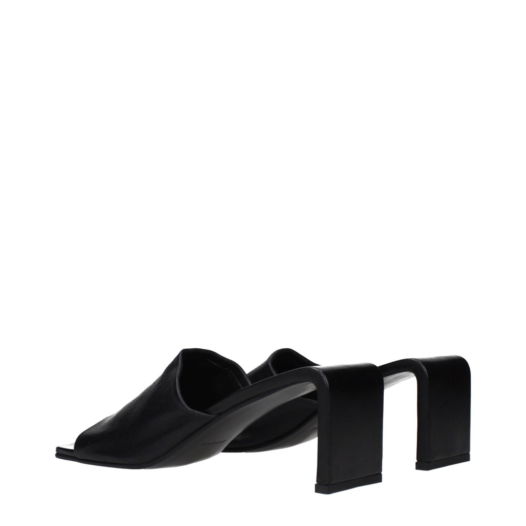 Jil Sander Black Leather Stiletto Heel Sandals