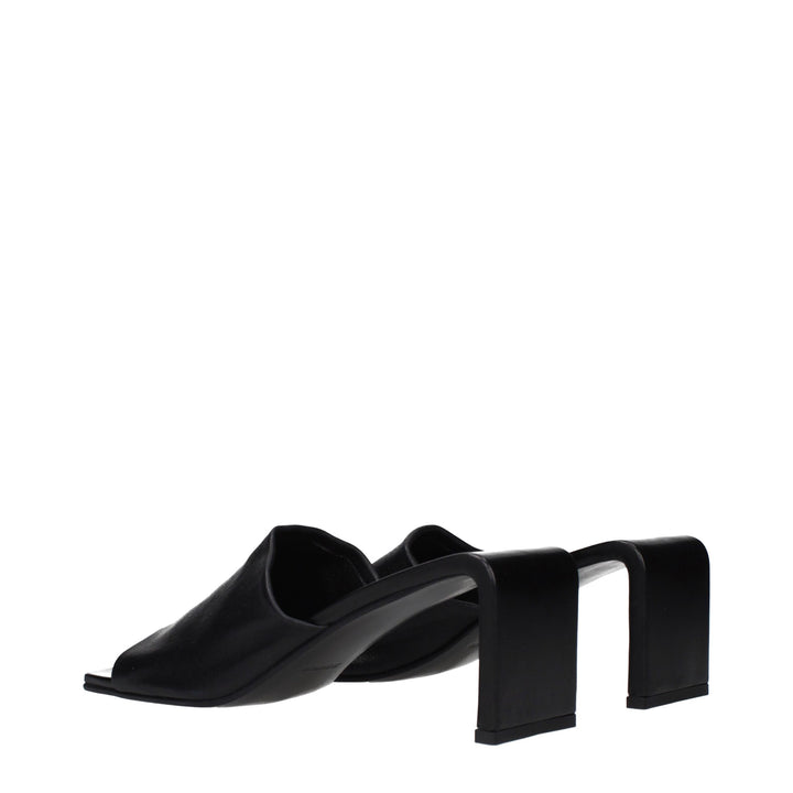 Jil Sander Black Leather Stiletto Heel Sandals