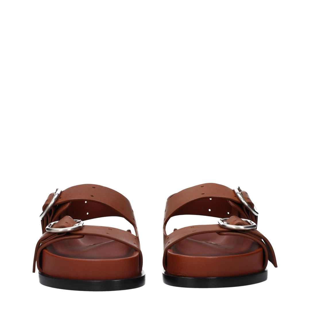 Jil Sander Brown Leather Strap-On Sandals