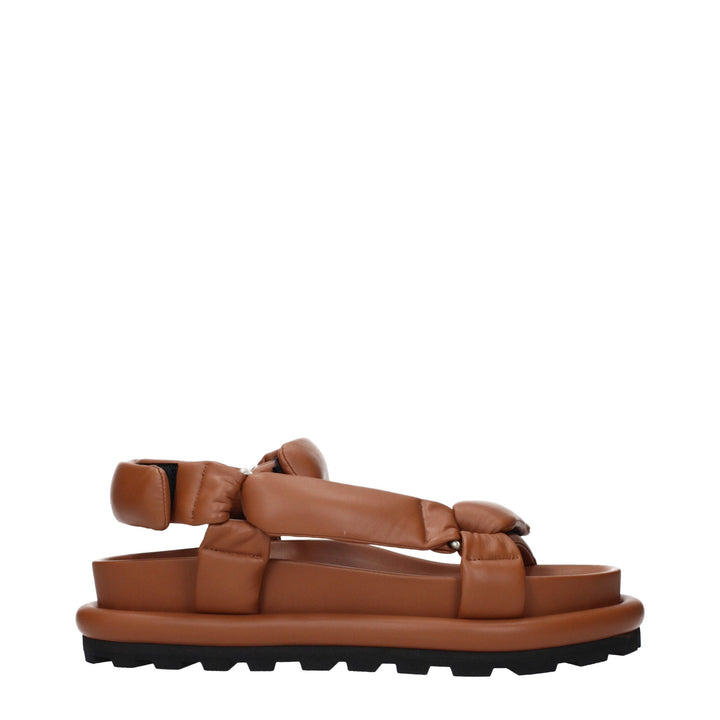 Jil Sander Brown Leather Strap-On Sandals