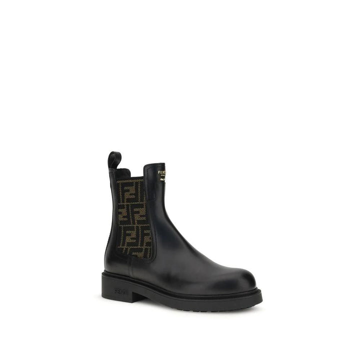 Fendi Sample Sale Fendi Black Calf Leather Bos Taurus Ankle Boots - | Designer outlet