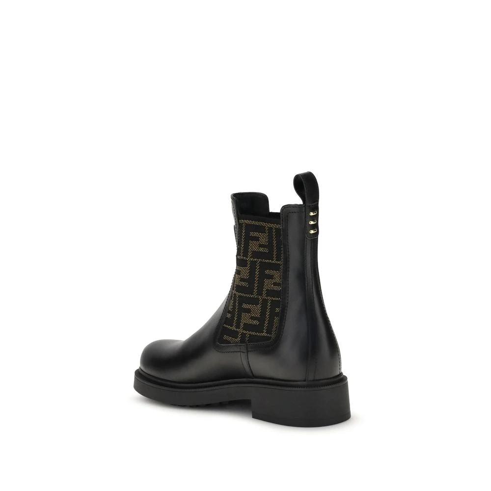 Fendi Sample Sale Fendi Black Calf Leather Bos Taurus Ankle Boots - | Designer outlet