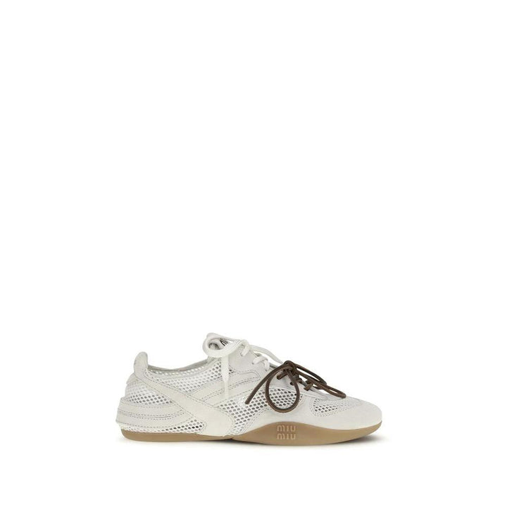 Miu Miu White Calf Leather Bos Taurus Athletic Sneakers