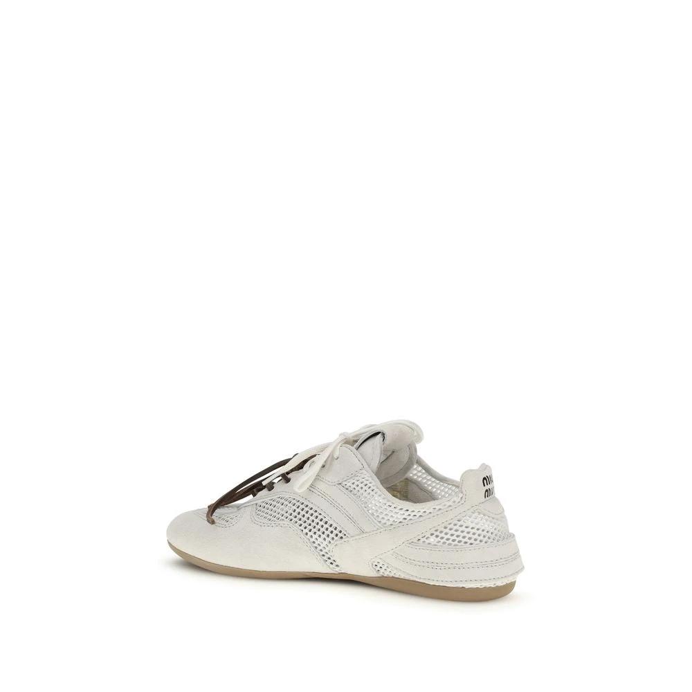 Miu Miu White Calf Leather Bos Taurus Athletic Sneakers
