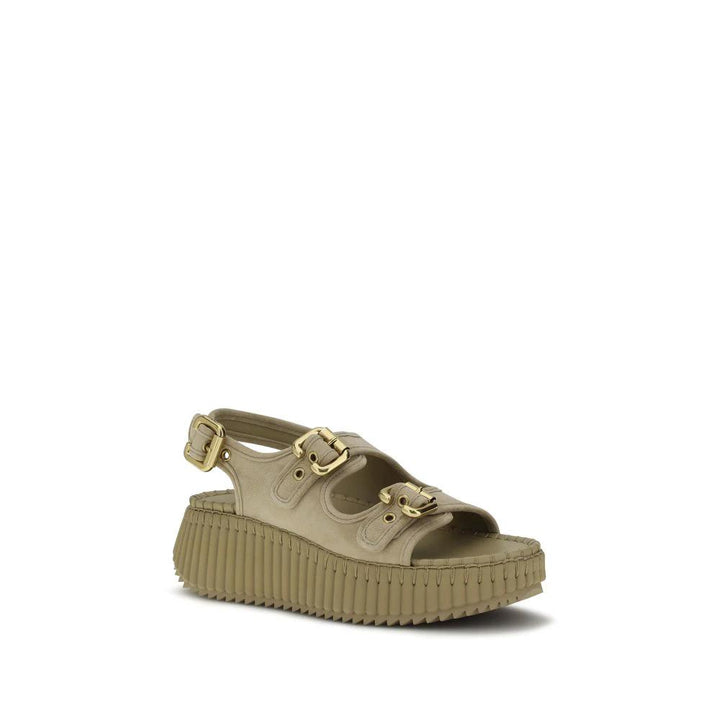 Chloé Sample Sale Chloé Beige Calf Leather Bos Taurus Platform Sandals - | Designer outlet