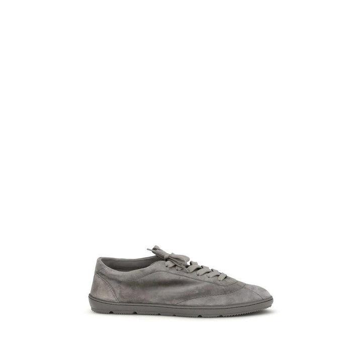 Brunello Cucinelli Sample Sale Brunello Cucinelli Gray Calf Leather Bos Taurus Low Top Sneakers - | Designer outlet