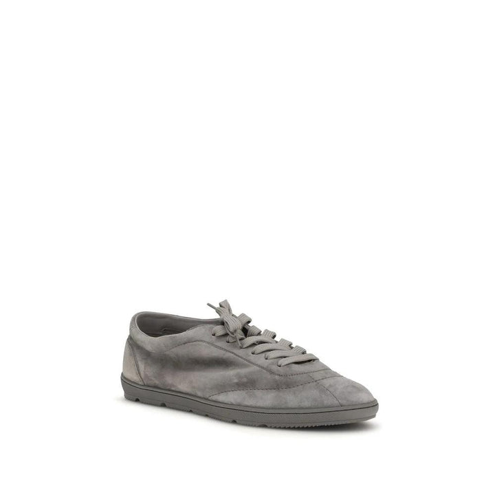 Brunello Cucinelli Sample Sale Brunello Cucinelli Gray Calf Leather Bos Taurus Low Top Sneakers - | Designer outlet