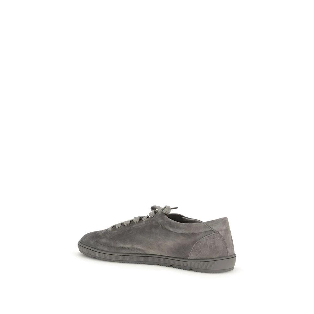 Brunello Cucinelli Sample Sale Brunello Cucinelli Gray Calf Leather Bos Taurus Low Top Sneakers - | Designer outlet