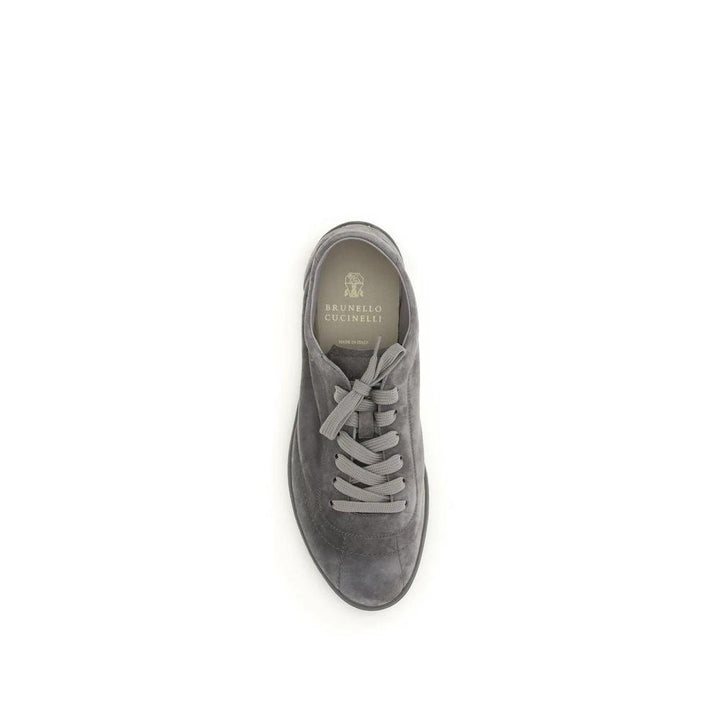 Brunello Cucinelli Sample Sale Brunello Cucinelli Gray Calf Leather Bos Taurus Low Top Sneakers - | Designer outlet