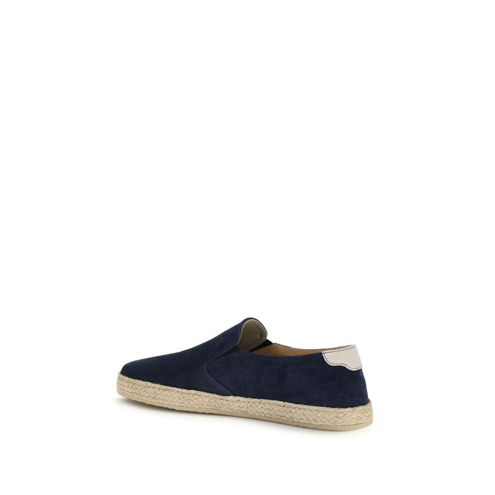 Brunello Cucinelli Blue Calf Leather Bos Taurus Espadrilles