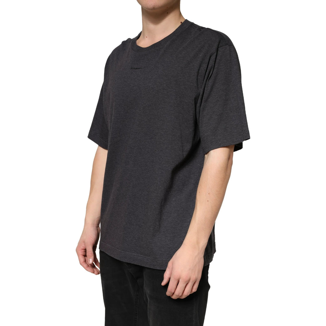 Dolce &amp; Gabbana Sample Sale Dolce &amp; Gabbana Dark Grey Cotton Crewneck Short Sleeve - | Designer outlet