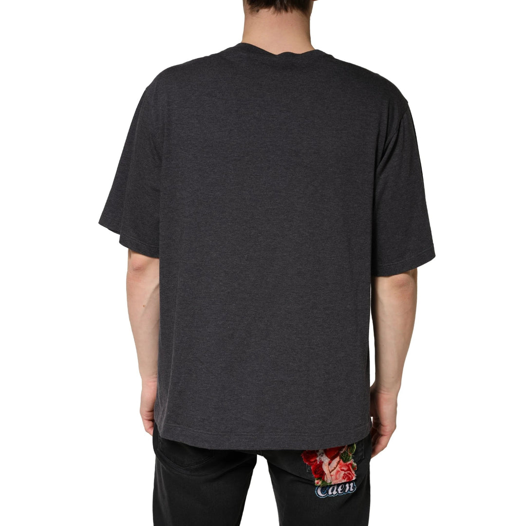 Dolce &amp; Gabbana Sample Sale Dolce &amp; Gabbana Dark Grey Cotton Crewneck Short Sleeve - | Designer outlet