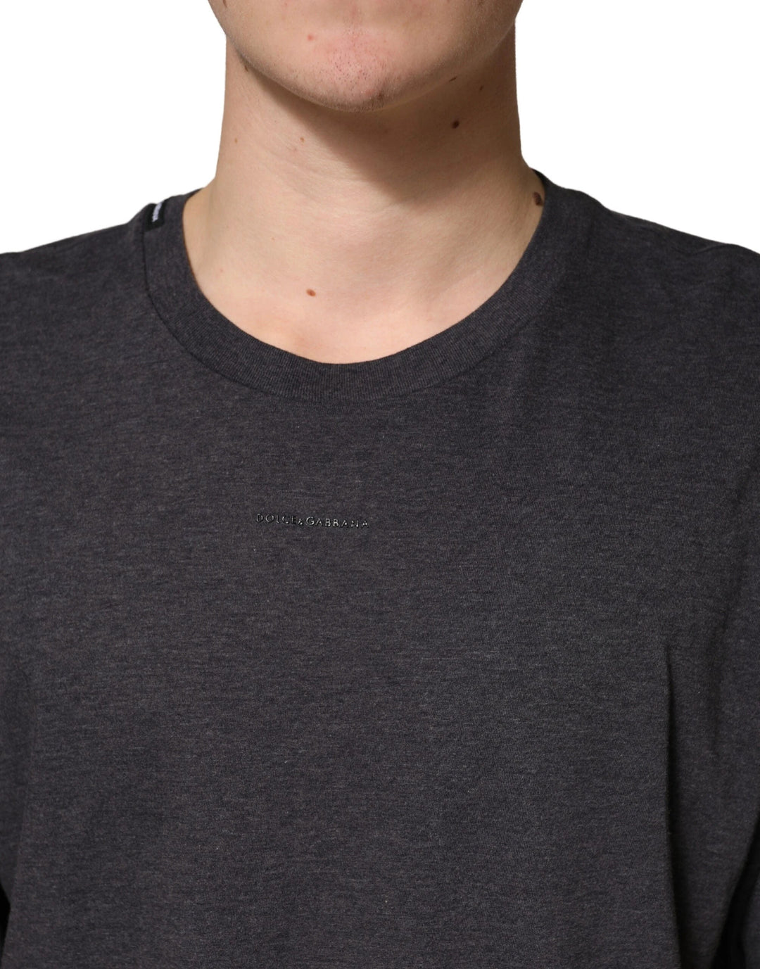 Dolce &amp; Gabbana Sample Sale Dolce &amp; Gabbana Dark Grey Cotton Crewneck Short Sleeve - | Designer outlet