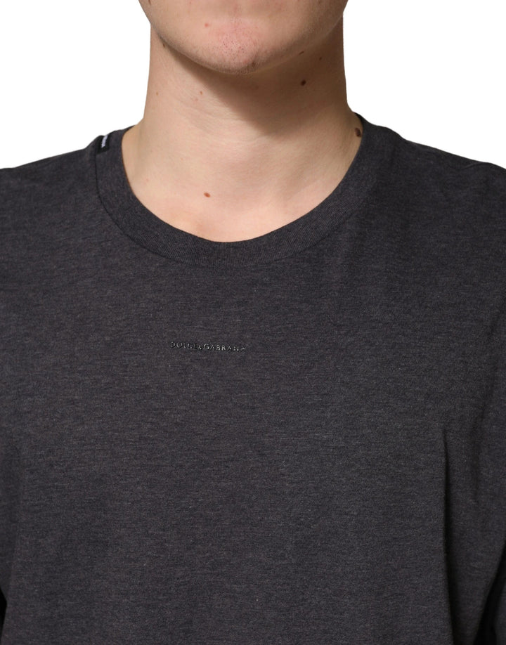 Dolce &amp; Gabbana Sample Sale Dolce &amp; Gabbana Dark Grey Cotton Crewneck Short Sleeve - | Designer outlet