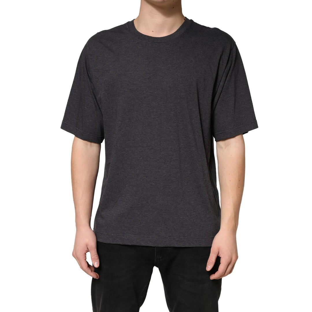 Dolce &amp; Gabbana Sample Sale Dolce &amp; Gabbana Dark Grey Cotton Crewneck Short Sleeve - | Designer outlet